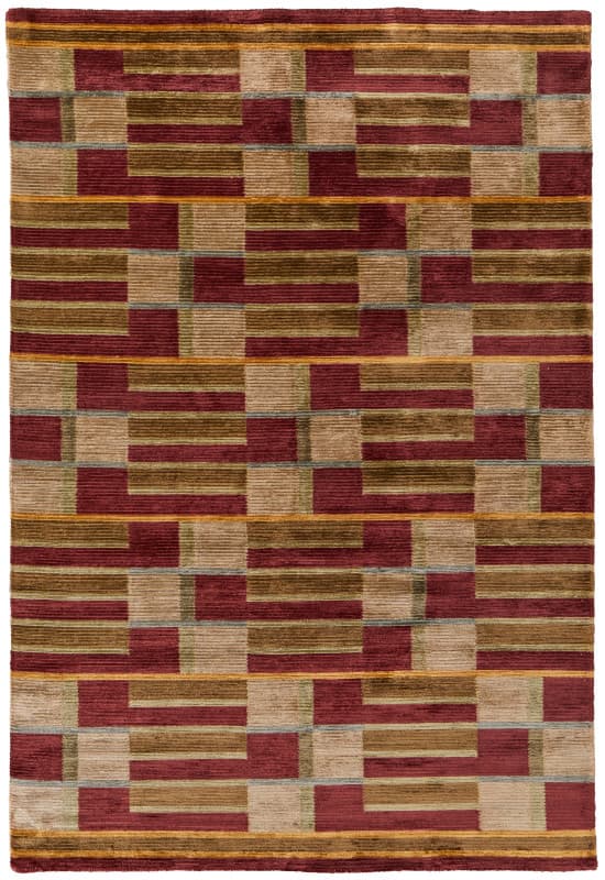 Keystone Transitional Stripes, Gold/Green/Red, 5'-6" x 8'-6" Area Rug