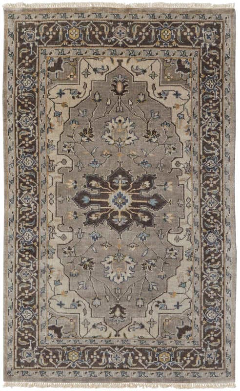 Ustad Traditional Persian, Grey/Taupe/Blue, 5'-6" x 8'-6" Area Rug