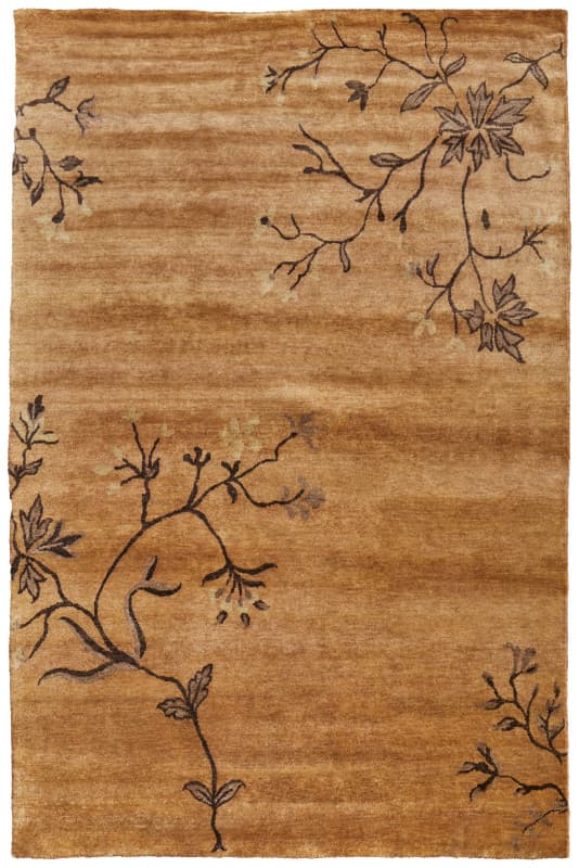 Cordonnet Transitional Floral & Botanical, Brown/Orange, 5'-6" x 8'-6" Area Rug