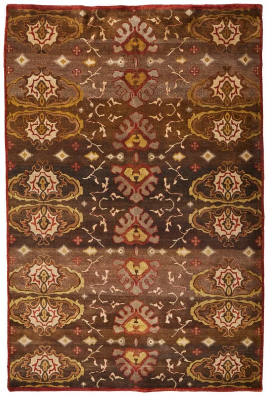 Amzad Transitional Ikat, Brown/Red/Tan, 5'-6" x 8'-6" Area Rug