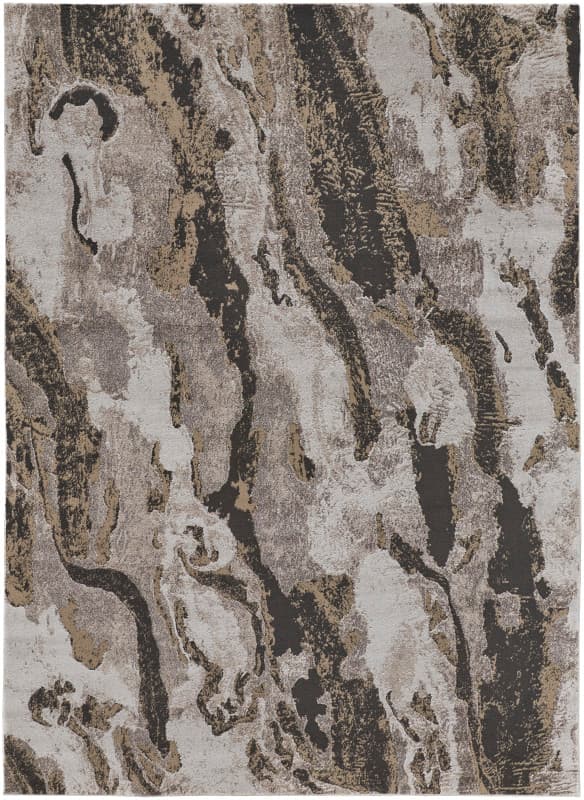 Vancouver Modern Abstract, Ivory/Brown/Taupe, 5' x 8' Area Rug