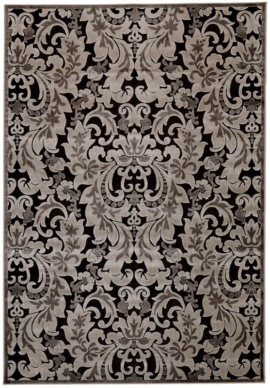 Saphir Transitional Floral & Botanical, Taupe/Black/Grey, 7'-6" x 10'-6" Area Rug